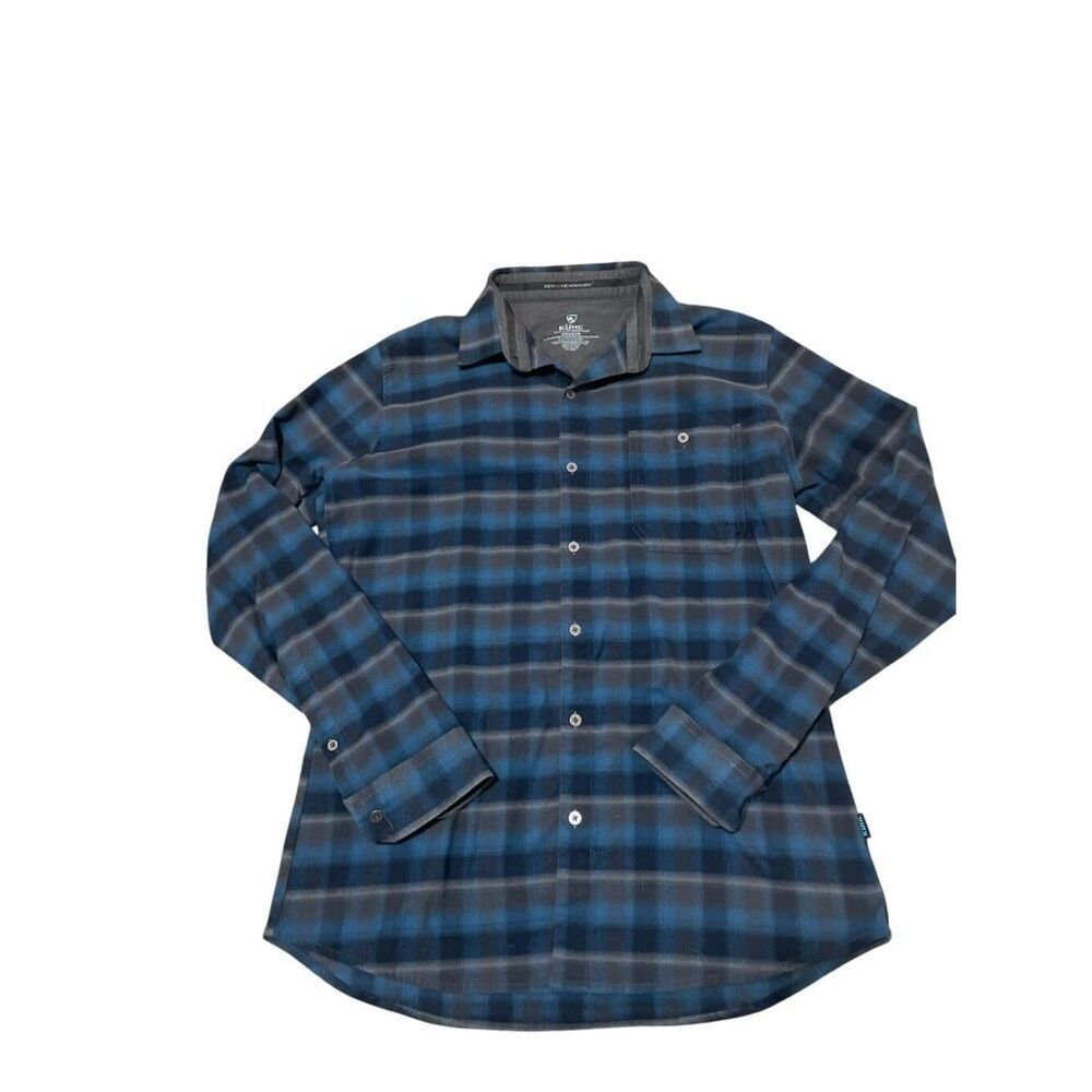 KUHL 7212 Independent Flannel Button Down Shirt Blue Plaid Outdoors Men's Sz M